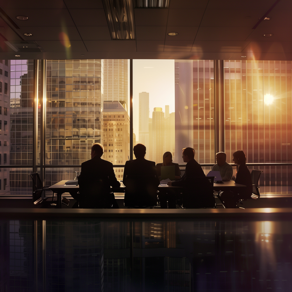 Picture of a team of business executives working on aligning the marketing plan with the marketing channels